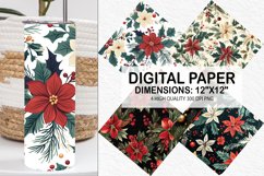 Christmas Floral Seamless Digital Paper-Christmas Background Product Image 1