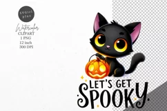 Halloween clipart, Black cat clipart, Autumn clipart Product Image 1