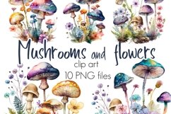 Mushrooms And Flowers Clipart Product Image 1