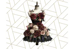Couture Floral Dress Form PNG Clipart, Vintage Style Flowers Product Image 5