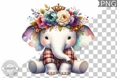 Floral Crown Elephant Sublimation - Clipart Bundle Product Image 14