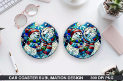 Polar Bear Car Coaster Sublimation| Christmas Coaster PNG Product Image 1