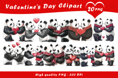 Valentine Panda Bears Clipart PNG Product Image 1