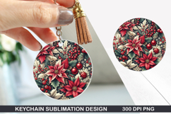 Flower Keychain Sublimation - Autumn Keychain PNG Design Product Image 1