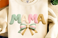 Mother's Day PNG, Crochet MAMA PNG, Faux Yarn Mama Bow PNG Product Image 8