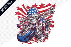 Man Skull Ride American Bike Sublimation -4th of July Design Product Image 1