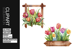 Tulip Basket Art Clipart PNG Product Image 1