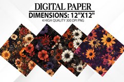 Halloween Flowers Digital Paper - Halloween Background Product Image 1