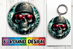 Enchanted Keychain Round Sublimation PNG, Skull Product Image 1