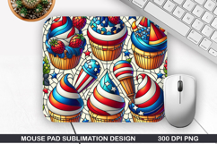 Ice Cream Mouse Pad Sublimation, 4th Of July Mouse Pad PNG Product Image 1