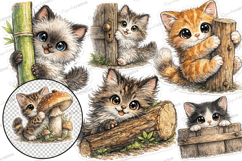 Watercolor Cute Summer Kittens Clipart Bundle,Summer Kittens Product Image 2