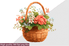 Watercolor Flower Basket Clipart, Bundle Flower Basket PNG Product Image 2