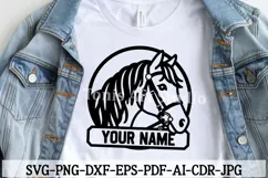 Horse Head Laser Cut File SVG PNG DXF, Round Name Sign Product Image 5