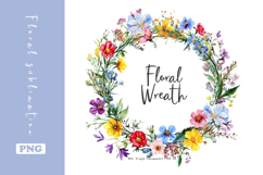 Watercolor Lovely Wildflower Wreath Clipart Product Image 1