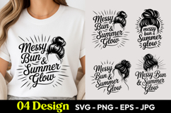 Messy Bun Summer Glow SVG PNG Product Image 1