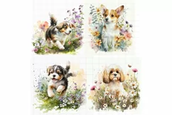 5 Cute Puppy Portrait, Dog Watercolor Drawing, 5 Dogs Png Product Image 2