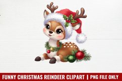 Funny Christmas Reindeer Clipart PNG Product Image 1