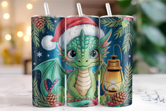 Merry Christmas Dragon Tumbler Wrap | Christmas Wrap Product Image 1