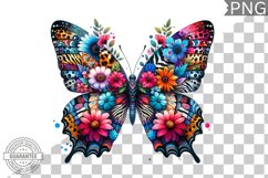 Vibrant Floral Butterfly Sublimation - Clipart PNG Design Product Image 1
