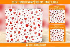 Valentines Heart Tumbler Wrap Designs, Sublimation Wrap Product Image 1