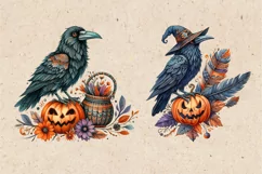 Watercolor Halloween Raven. PNG sublimation Product Image 2