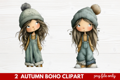 Autumn Boho Clipart | Fall Bohemian Aesthetic PNG Illustrati Product Image 1