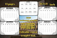 editable 2026 horizontal Calendar with frame template Product Image 1