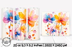 Colorful flowers png, Floral tumbler wrap Product Image 1