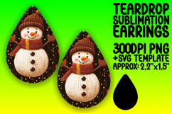 Cute Teardrop Earrings Design for Sublimation , Snowman Product Image 1