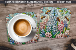 Flowers Coaster Sublimation, Spring Flowers Coaster PNG Product Image 1