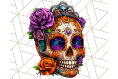 Bright Sugar Skull PNG Clipart, Halloween Colorful Skull Png Product Image 5