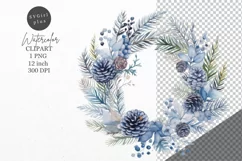 Christmas clipart, Wreath clipart, Blue Christmas Product Image 1