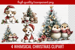 4 Whimsical Christmas Clipart | Cute Holiday PNG Set Product Image 1
