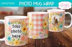Floral Photo Mug template sublimation PNG, customizable mug Product Image 3