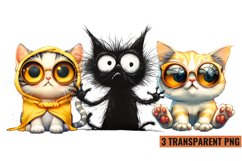 Watercolor Cute Funny Cat Clipart Sublimation, PNG Product Image 1