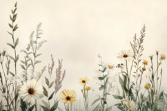 Botanical Wildflowers Beige Background Product Image 1