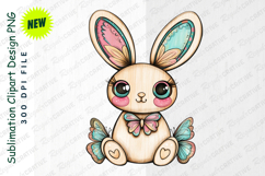 Charming Pastel Bunny Clipart Adorned With Butterfly PNG Product Image 1