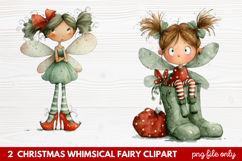 2 Christmas Whimsical Fairy Clipart | Cute Holiday Fairies Product Image 1
