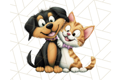 Dog and Cat Friends PNG, Cute Pet Clipart, Funny Animal Art Product Image 5