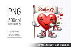 Cartoon Heart Character, Valentine&#039;s Day Clipart PNG Design Product Image 1