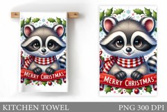 Raccoon Kitchen Towel. Christmas Raccoon Kitchen Towel Product Image 1