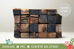 Wooden Cosmetic Bag Print, Abstract Cosmetic Bag Design Product Image 1