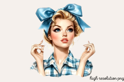 Vintage Retro Girls Clipart PNG Product Image 1