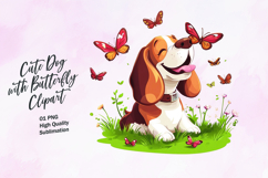 Cute dog with butterfly clipart Product Image 1