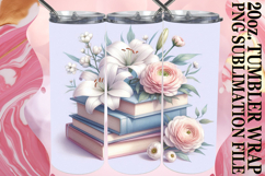 RADIANT SMILES 20oz TUMBLER WRAP, Book and flower Product Image 1