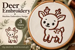 Cute Deer Outline Embroidery Design Product Image 1