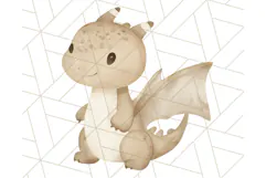 Watercolor Baby Dragon Clipart, Cute Nursery Fantasy PNG Product Image 3