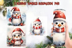 Christmas Santa Penguin Tumbler Sublimation Designs Product Image 1