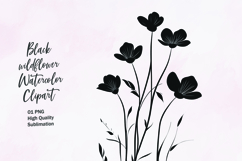 Black wildflower outline clipart sublimation Product Image 1