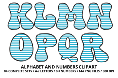 Stripes Alphabet Letters &amp; Numbers Clipart PNG 300DI Product Image 3